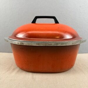 Vintage Club Aluminum Orange Ombre Oval Dutch Oven Roaster with Lid 14.5 Inch